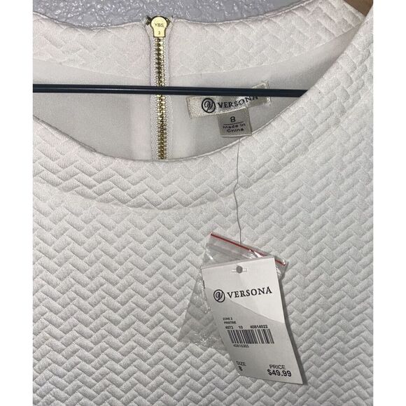 Versona White Dress Quilted Gold Zipper Size 8 New - Picture 6 of 12